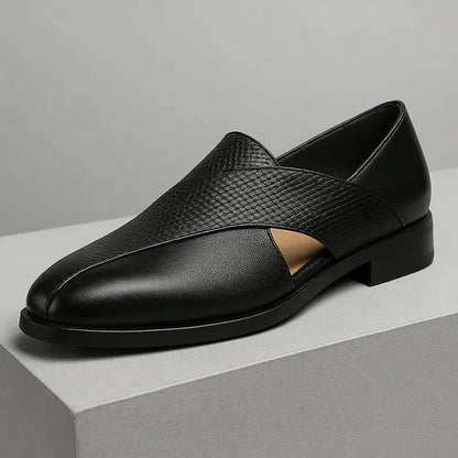 Genuine Leather Loafers | Cross-Strap Detail | Slip-On