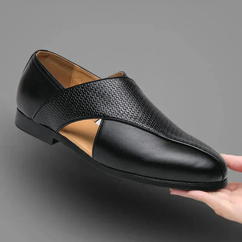 Genuine Leather Loafers | Cross-Strap Detail | Slip-On