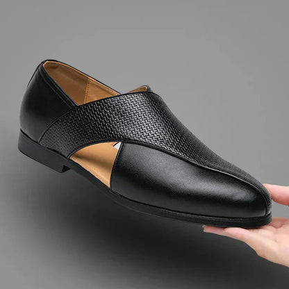 Genuine Leather Loafers | Cross-Strap Detail | Slip-On