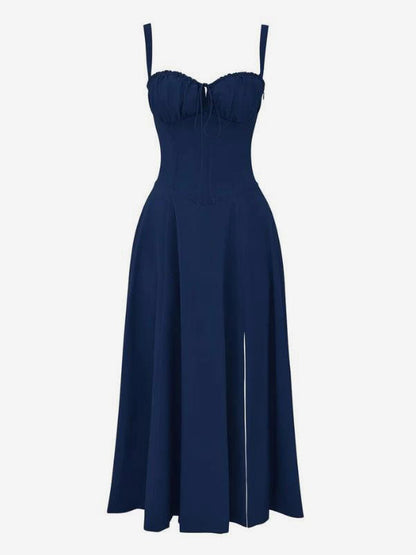 Floral Dress Midi Dress Dresses Floral Print High-slit Straps Neck Sleeveless Cottagecore Summer
