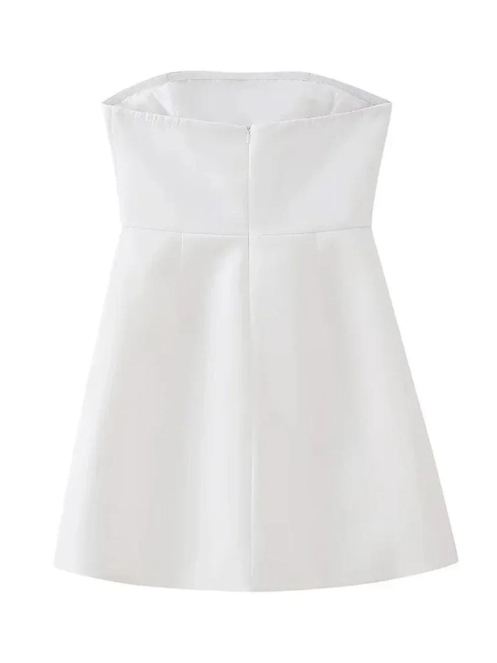 Strapless Princess Seam Pocket Flap Structured A-Line Mini Dress