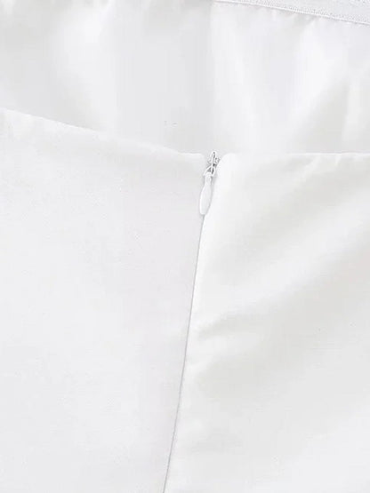 Strapless Princess Seam Pocket Flap Structured A-Line Mini Dress