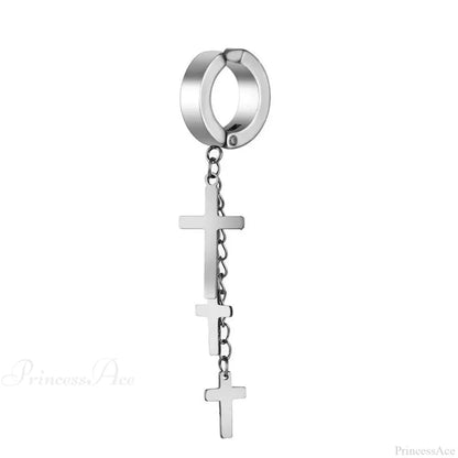 Genderless Punk Cross Fringe Chain Clip Earring