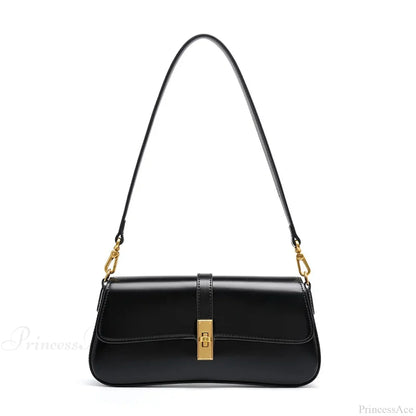 Genuine Leather Baguette Shoulder Bag