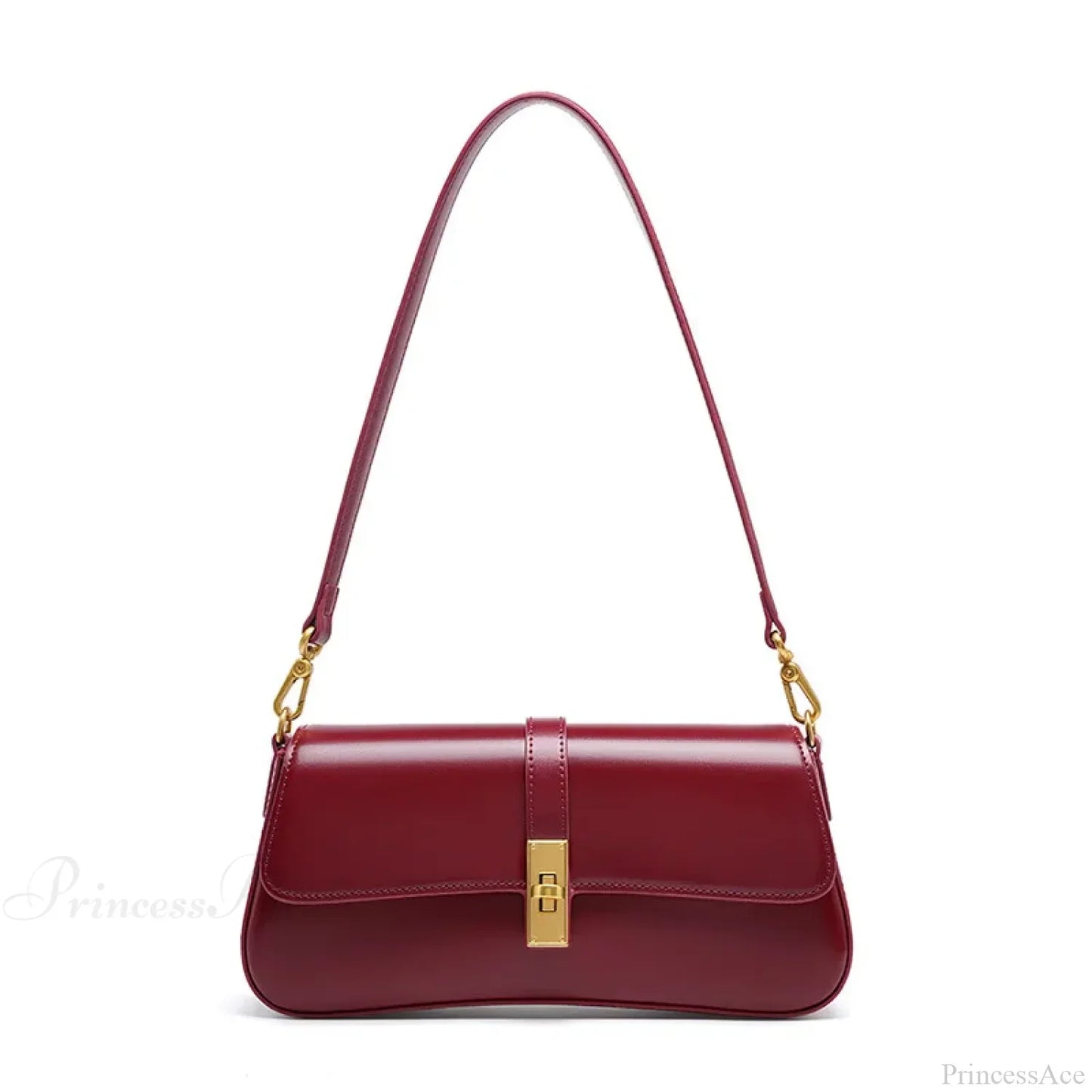 Genuine Leather Baguette Shoulder Bag