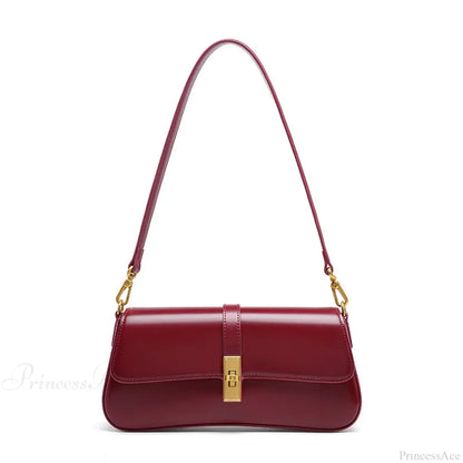 Genuine Leather Baguette Shoulder Bag