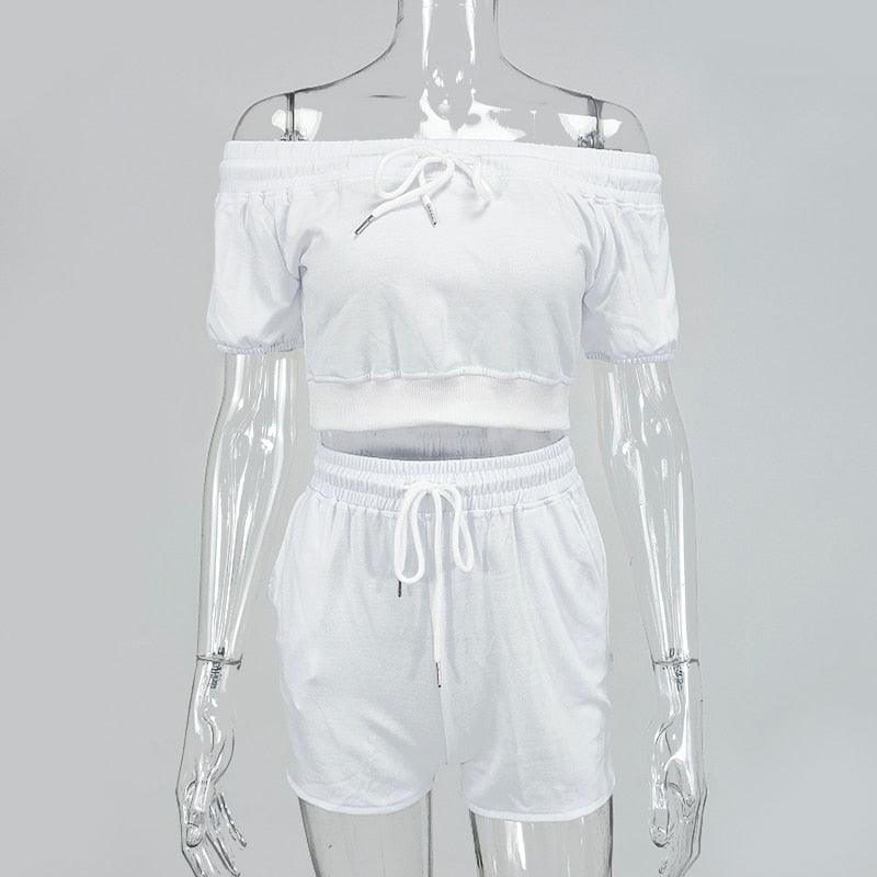 KittenAlarm - Georgia Off Shoulder Crop Top & Mini Shorts Set