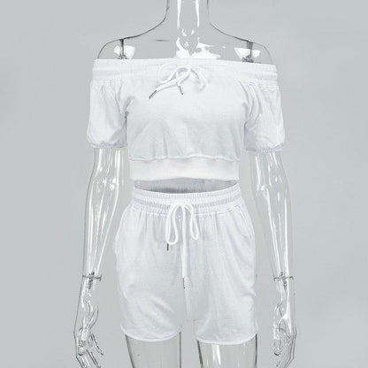 KittenAlarm - Georgia Off Shoulder Crop Top & Mini Shorts Set