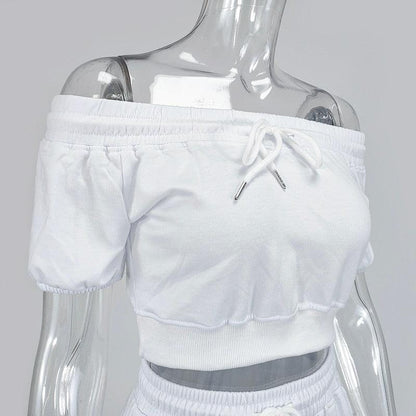 KittenAlarm - Georgia Off Shoulder Crop Top & Mini Shorts Set