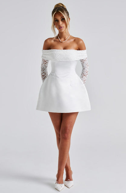 Lace Sleeve Off-Shoulder Mini Dress