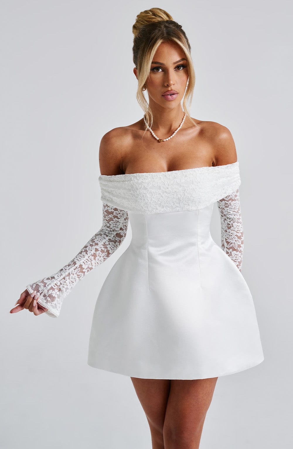 Lace Sleeve Off-Shoulder Mini Dress