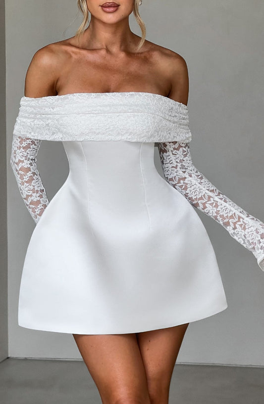 Lace Sleeve Off-Shoulder Mini Dress