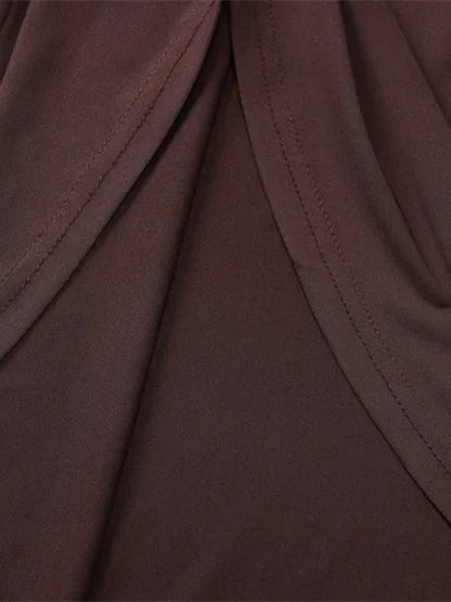 Halter Mock Neck Ruched Side-Drape High-Slit Bodycon Maxi Dress