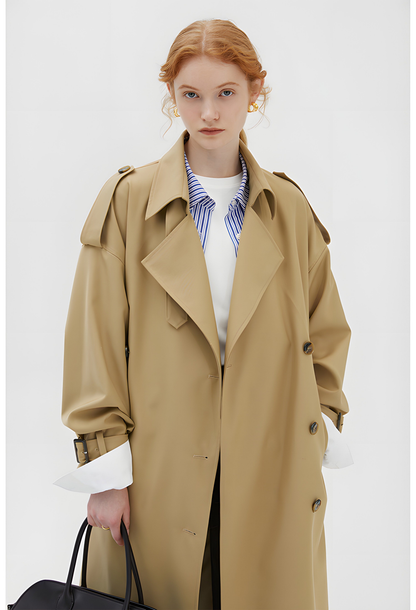 Khaki Double-Breasted Trench Coat