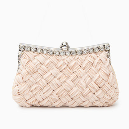 Giselle Rhinestone Braided Clutch Bag