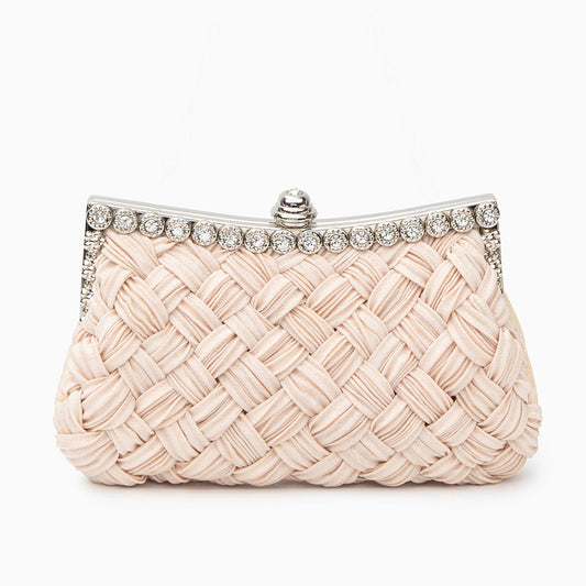 Giselle Rhinestone Braided Clutch Bag
