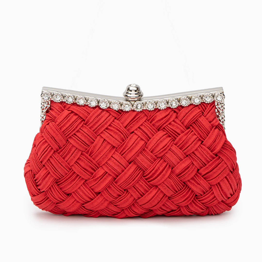 Giselle Rhinestone Braided Clutch Bag