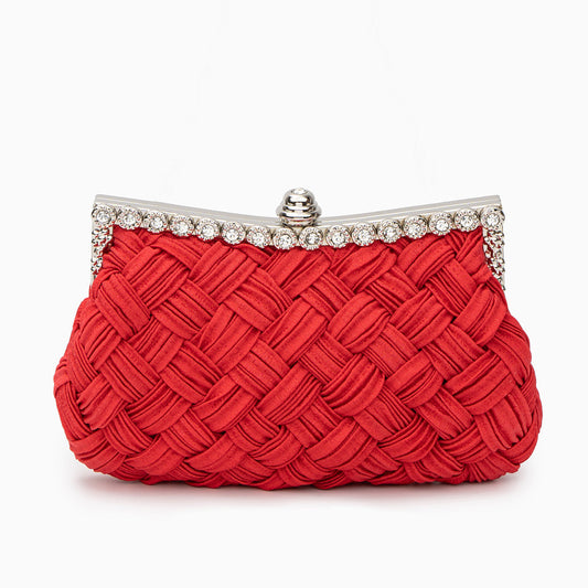 Giselle Rhinestone Braided Clutch Bag