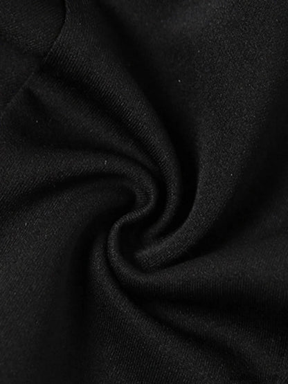 Gloves Detail Strapless Black Mini Dress