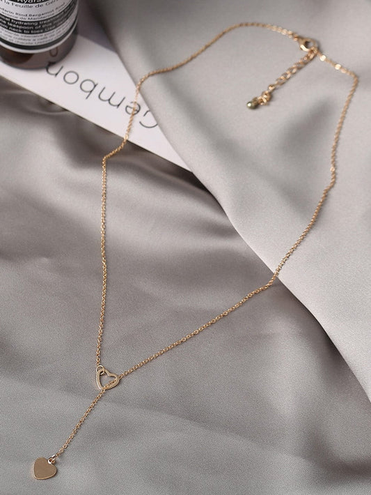 Heart Lariat Necklace with Patchwork Design