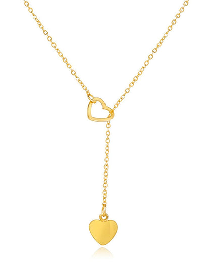 Heart Lariat Necklace with Patchwork Design