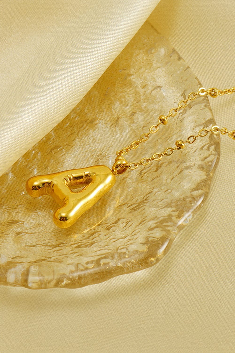 Gold A-Shape Alloy Pendant Necklace
