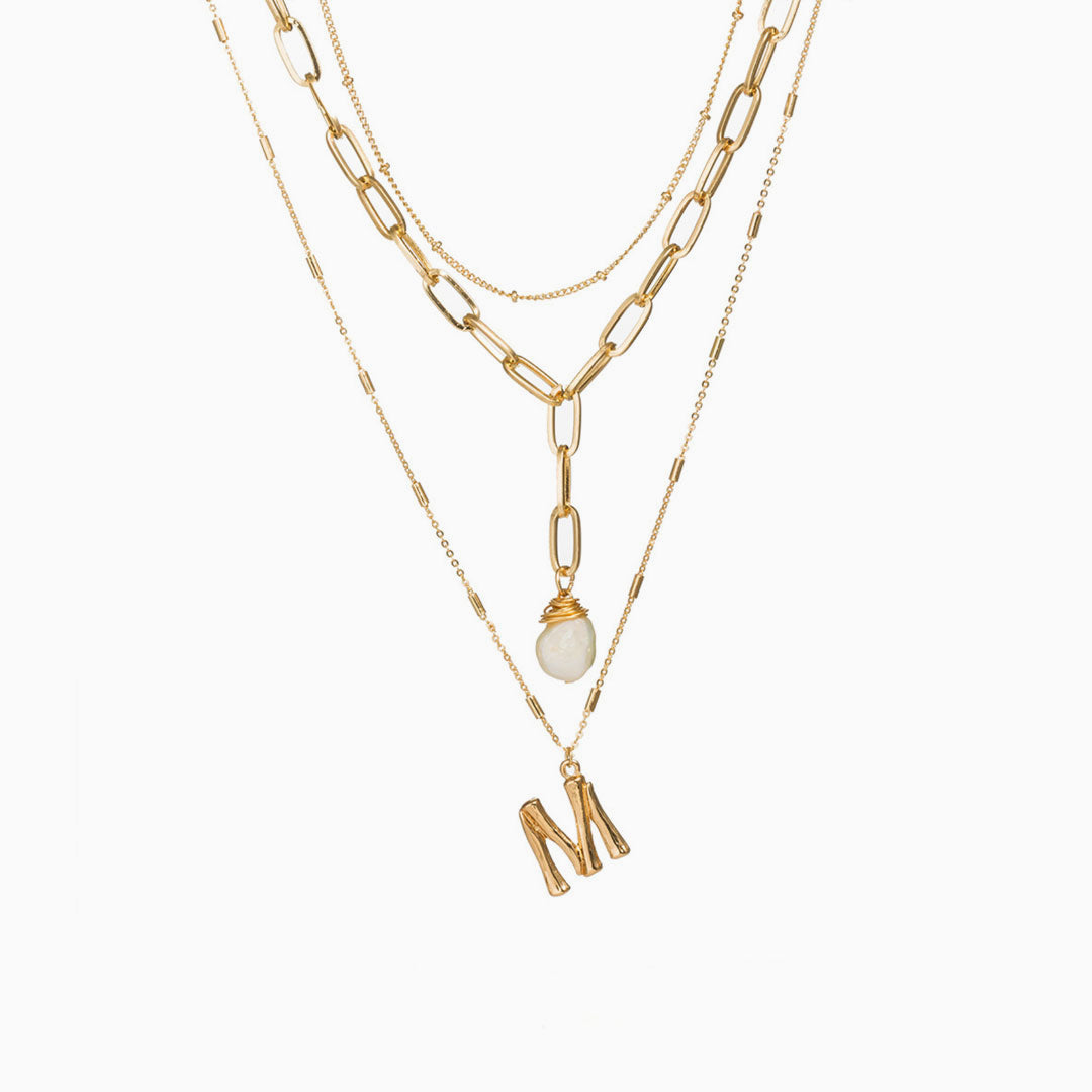 Boho Gold Plated Charm Pendant Layered Necklace