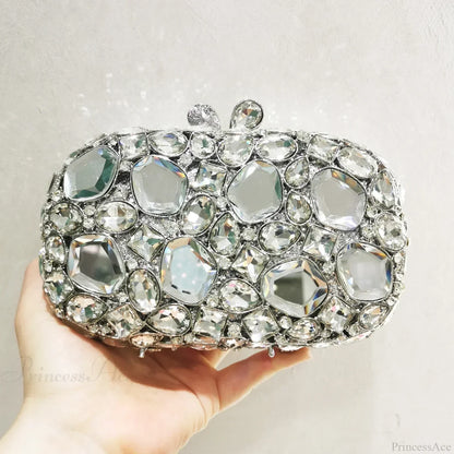 Gold/Silver Crystal Evening Clutch Wristlet