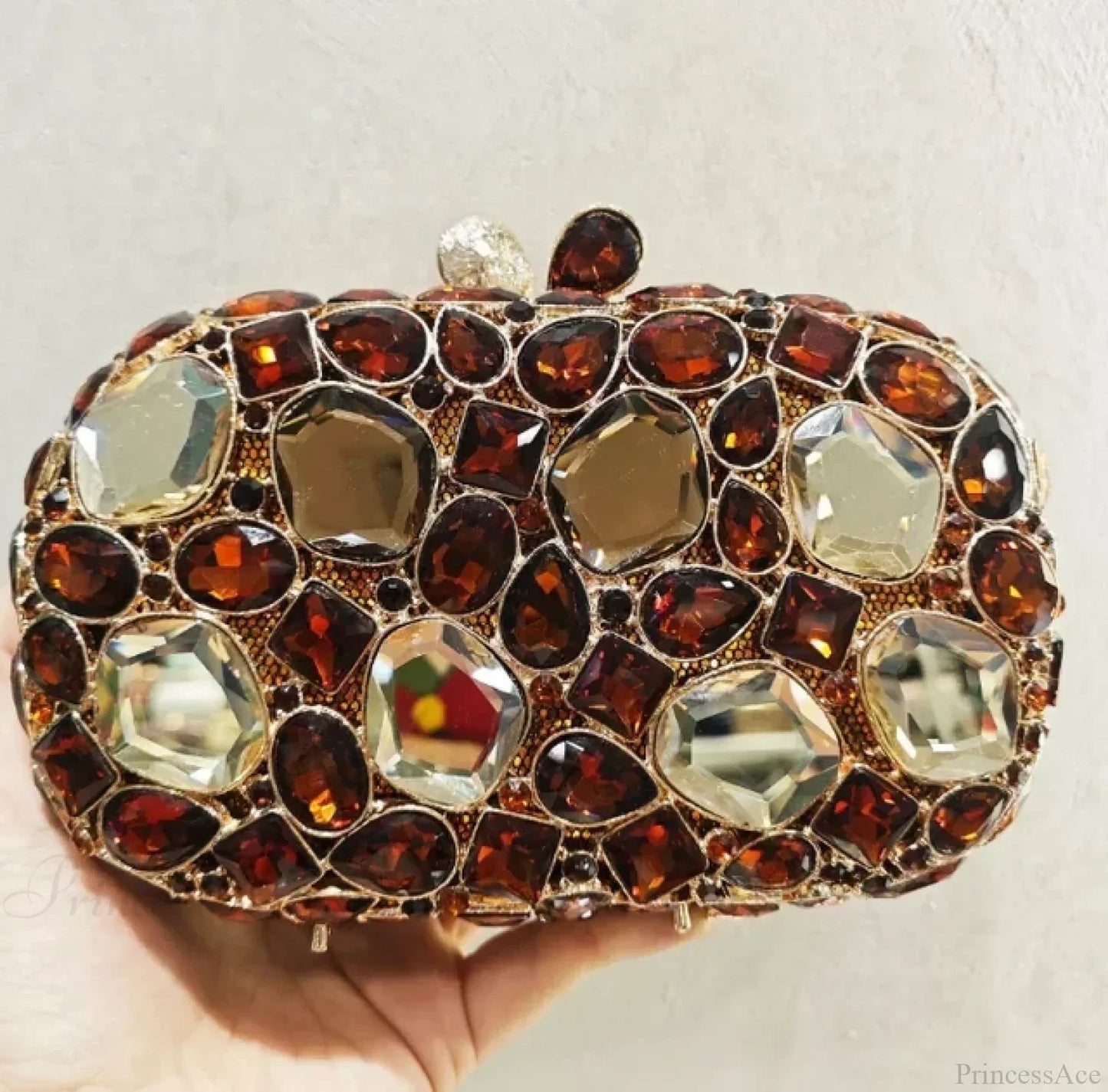 Gold/Silver Crystal Evening Clutch Wristlet