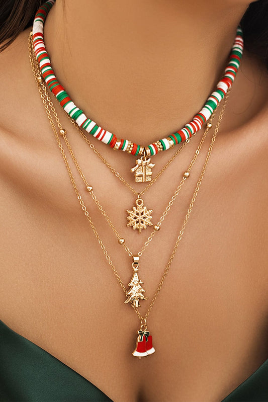 Golden Festival Pendant Necklace Set with Beaded Accents