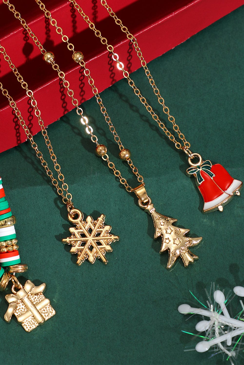 Golden Festival Pendant Necklace Set with Beaded Accents