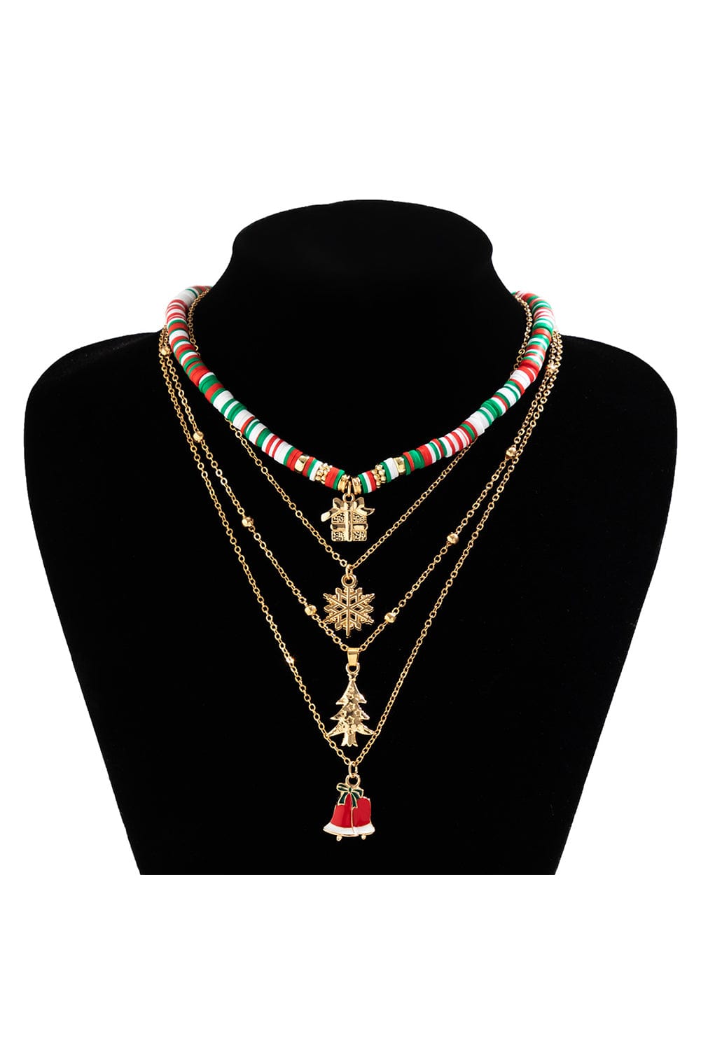 Golden Festival Pendant Necklace Set with Beaded Accents