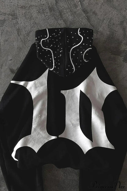 Goth Dark Letter Print Unisex Harajuku Oversized Hoodie