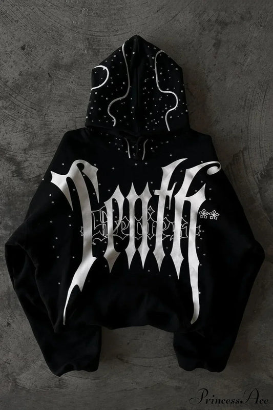 Goth Dark Letter Print Unisex Harajuku Oversized Hoodie