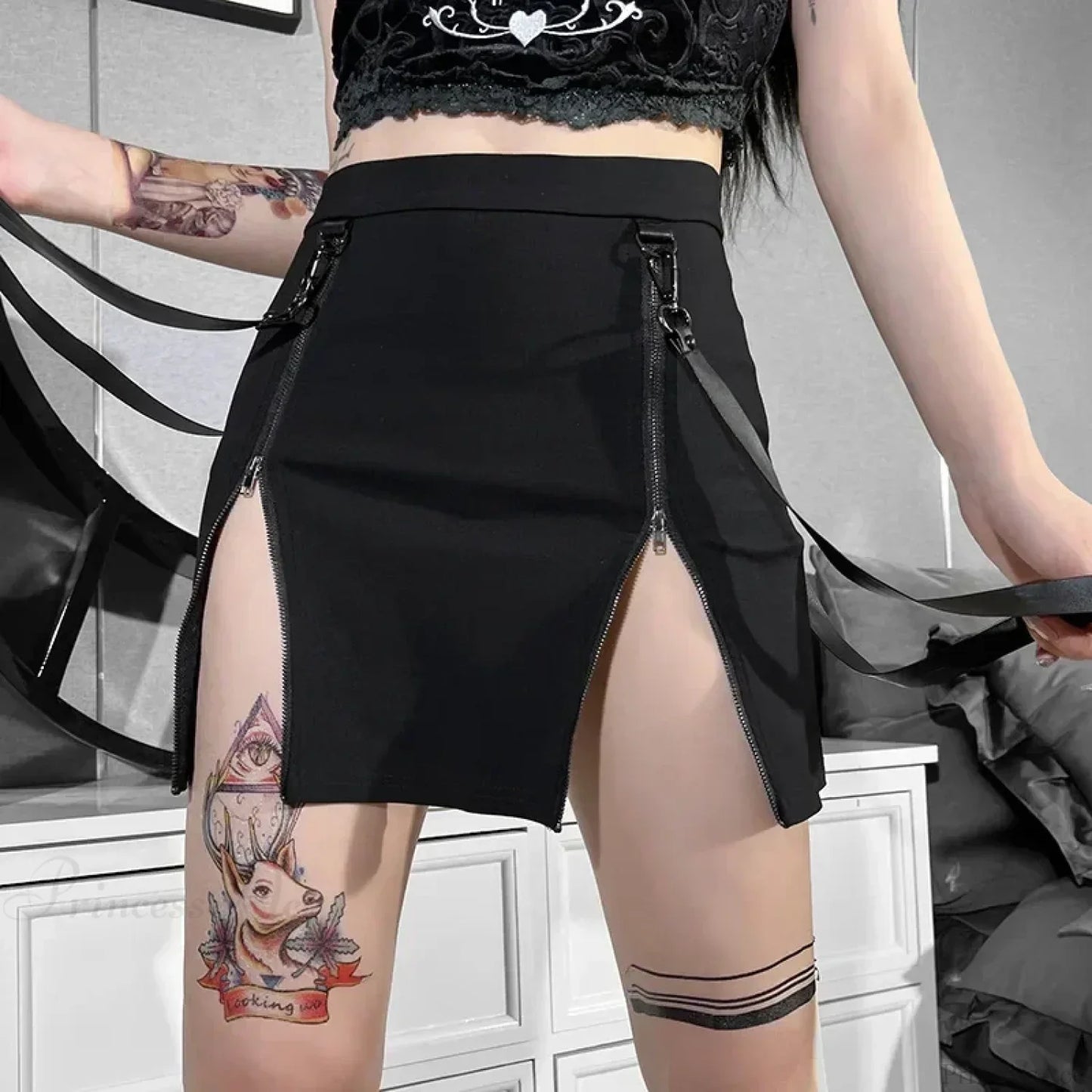 Gothic Bag Hip Split Vintage Skirt