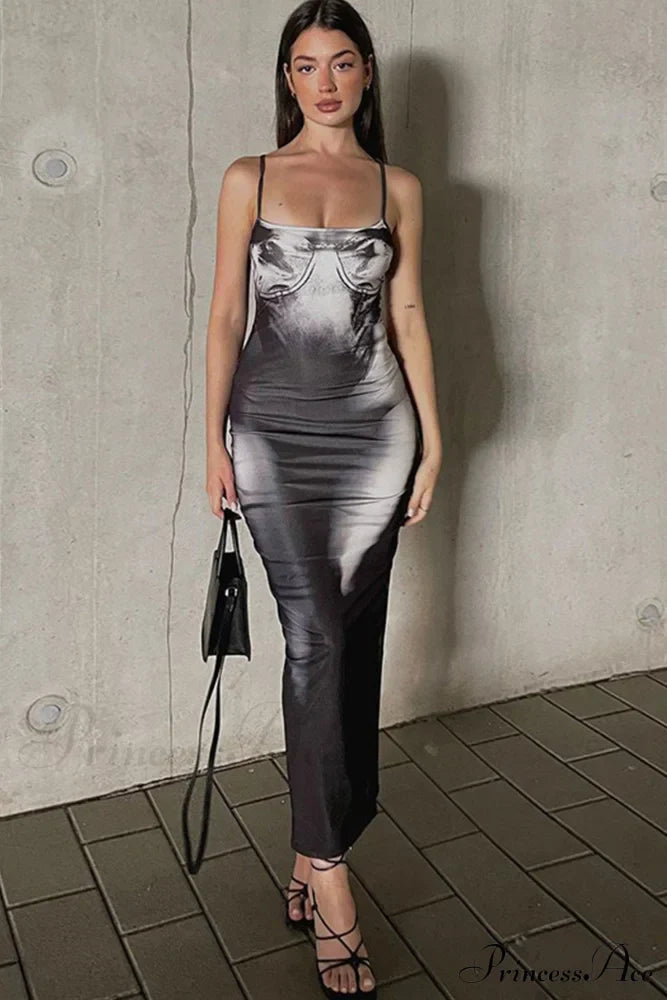 Gradient Black Bodycon Cami Dress