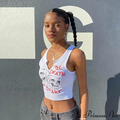 Graphic Cyber Streetwear Women Chic Sleeveless Activity Harajuku Skinny Crops Tank top