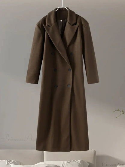 Gray Casual Wool Notched Button Up Overcoat