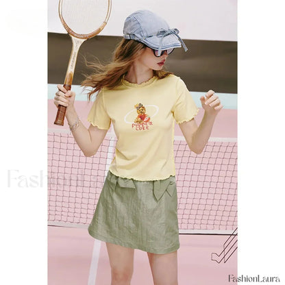Green Bow Workwear A-Line Skirt