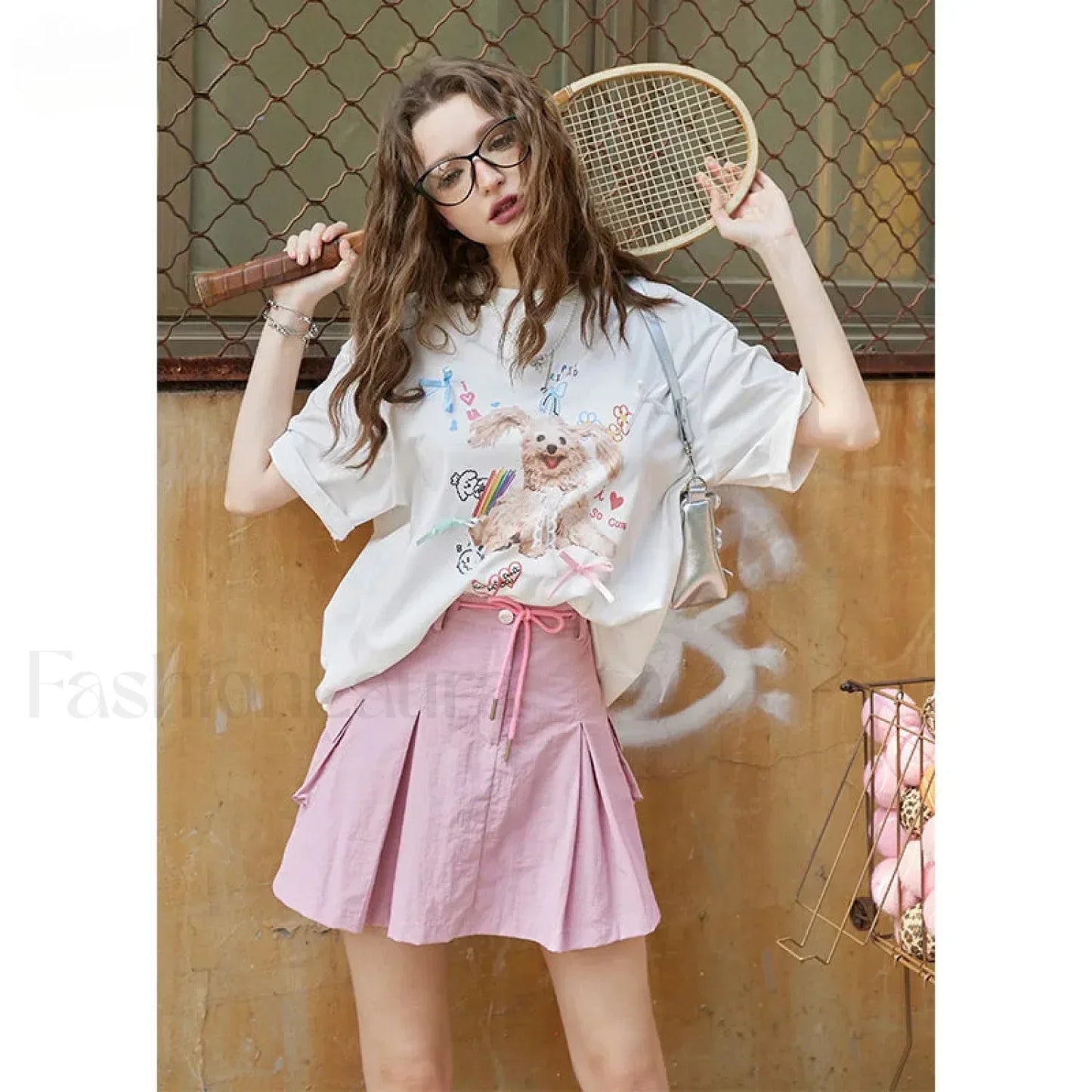 Green Pleated Sporty A-Line Skirt