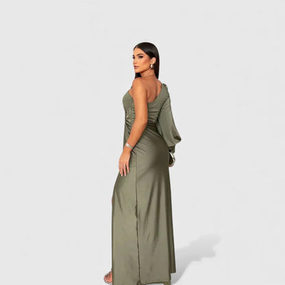The Celeste — One-Shoulder Satin Maxi Dress