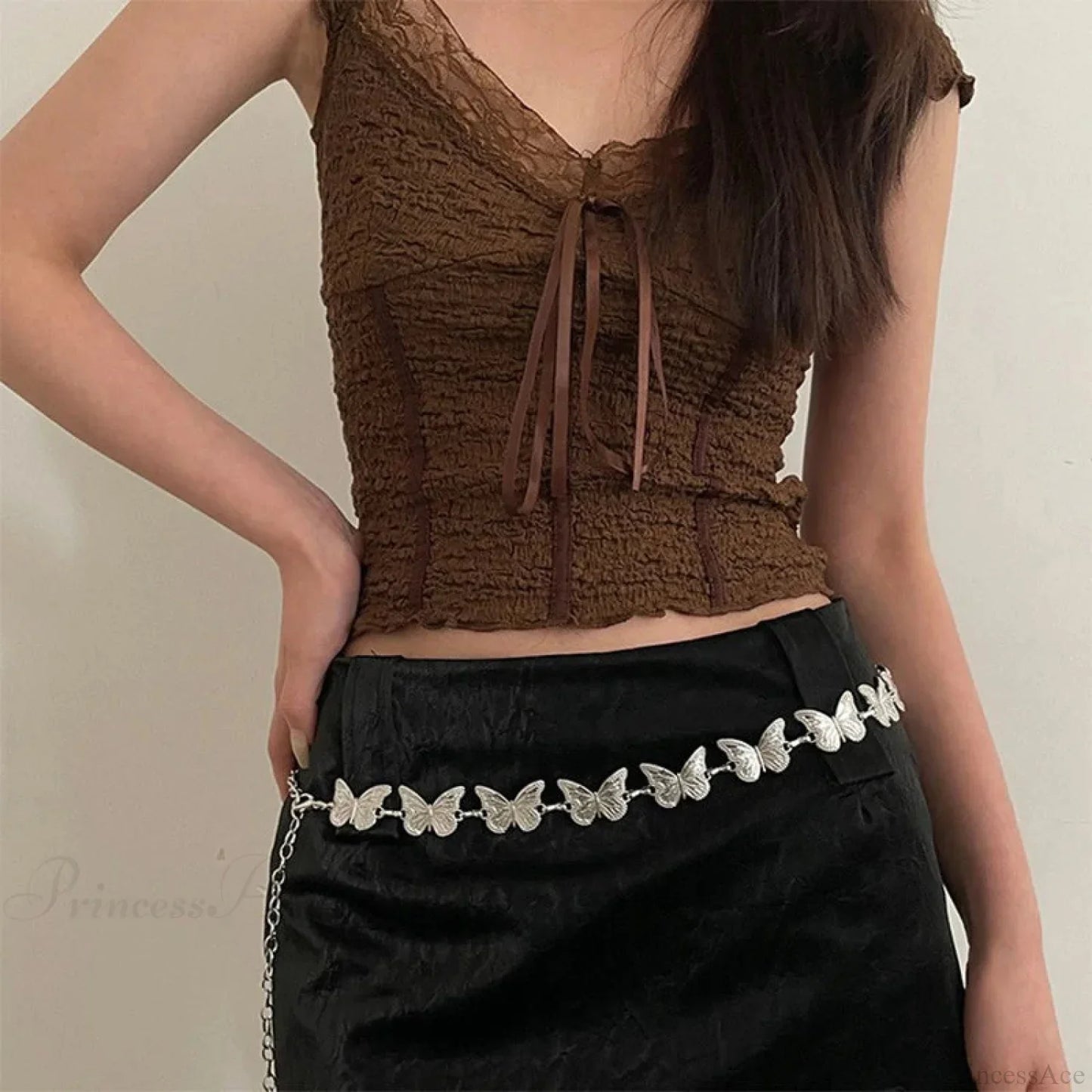 Grey Gothic Butterfly Waist Chain Belt