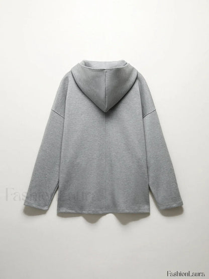 Half Zip Graceful Double Pockets Hoodie