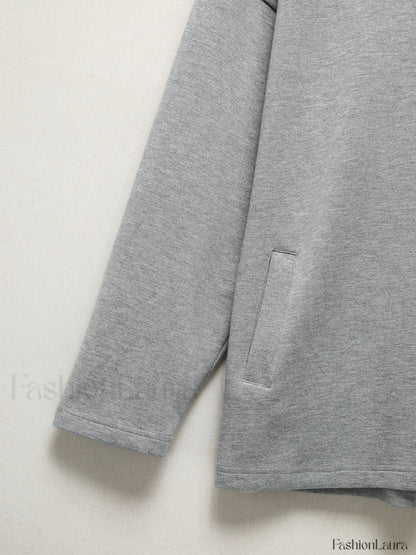 Half Zip Graceful Double Pockets Hoodie