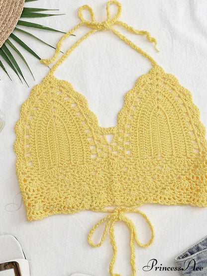 Halter Crochet Hollow Trendy Crop Tops