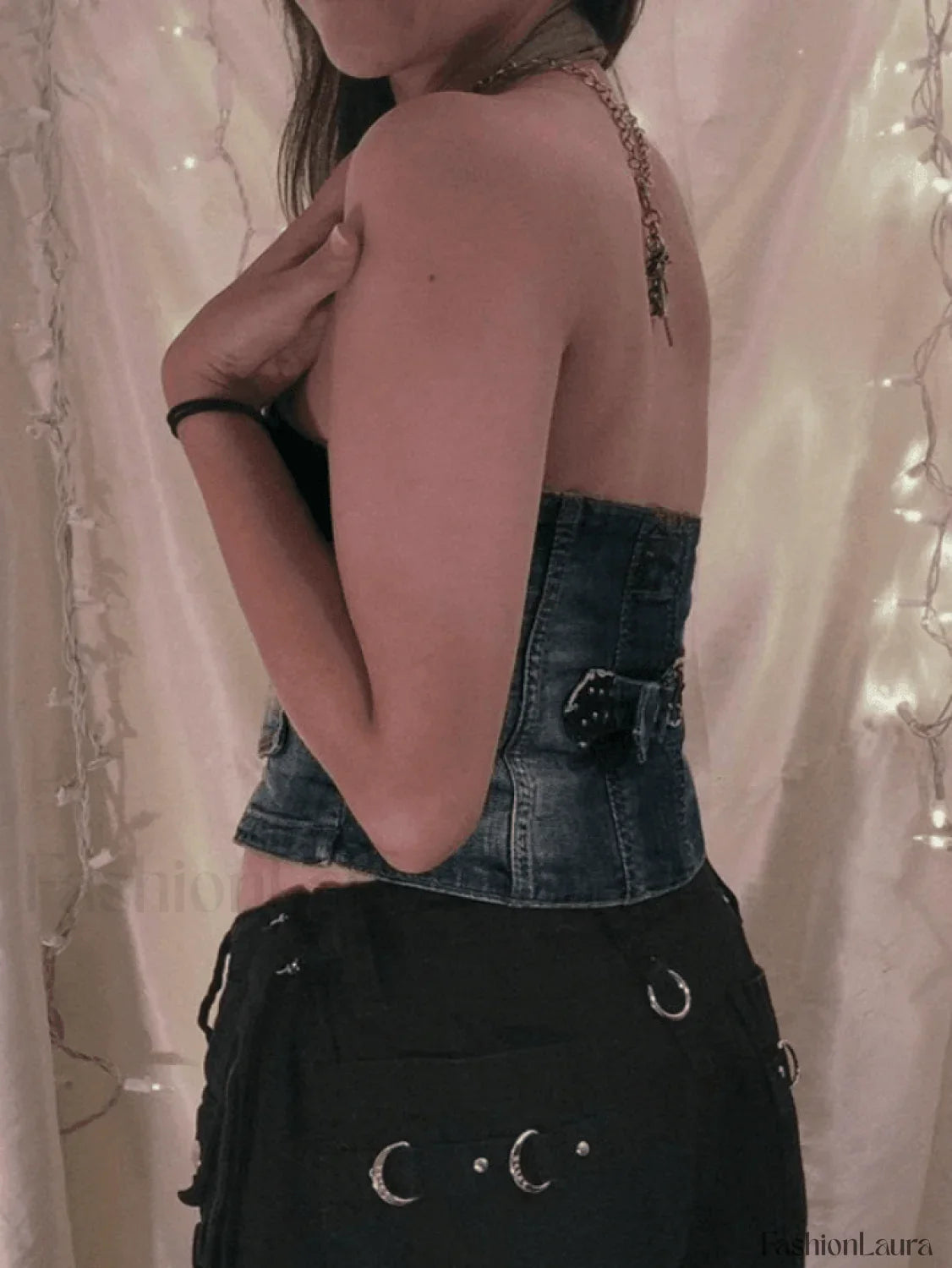 Halter Denim Corset Top