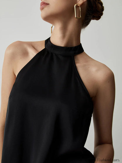 Halter Satin Graceful Tank Top