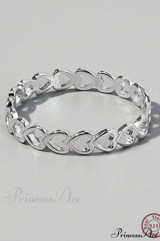 Heart Design Silver Wedding Band Ring