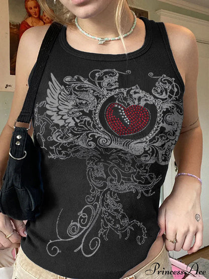 Heart Print Graceful White Crop Top