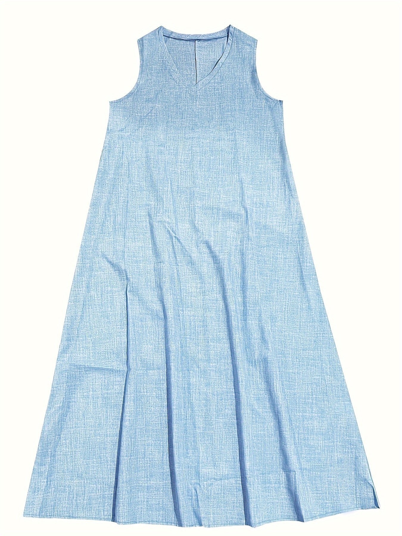 V-Neck Sleeveless Relaxed Fit Flowy Floor-Length Maxi Dress